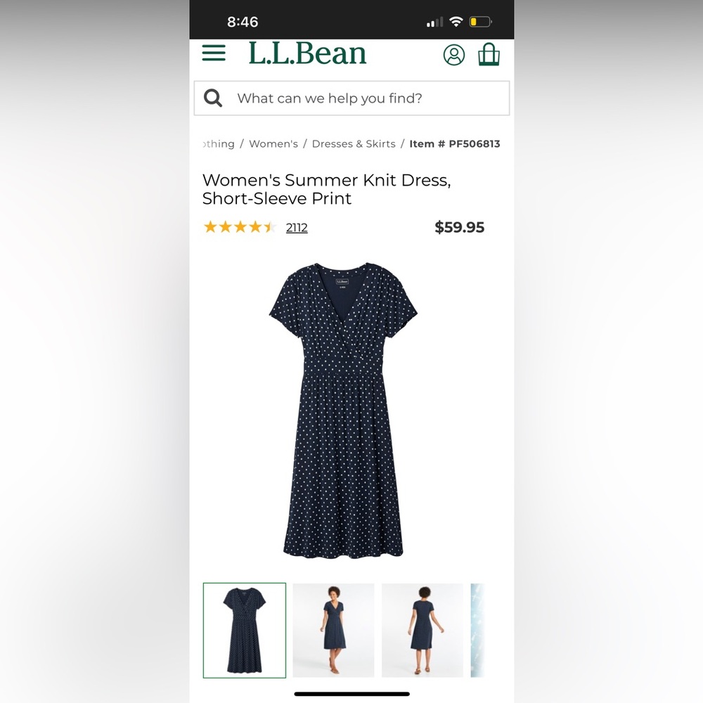 LL Bean Sz M REG Navy White Dot Stretch Boho Coastal Relaxed Nautical Leisure - Picture 4 of 16